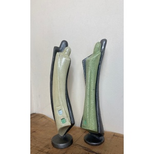 Mid Century Designer Art Deco Metal And Plaster Sculptures
