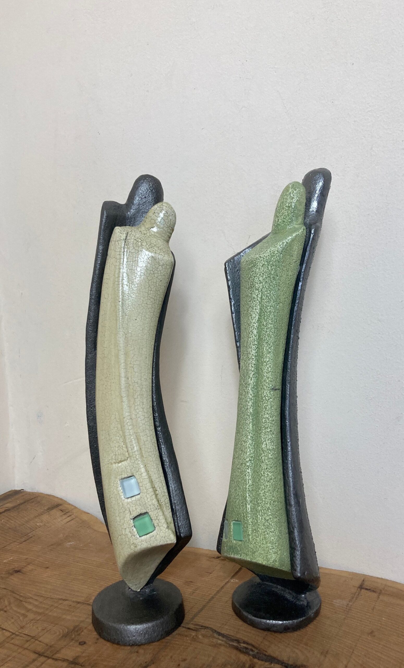Mid Century Designer Art Deco Metal And Plaster Sculptures