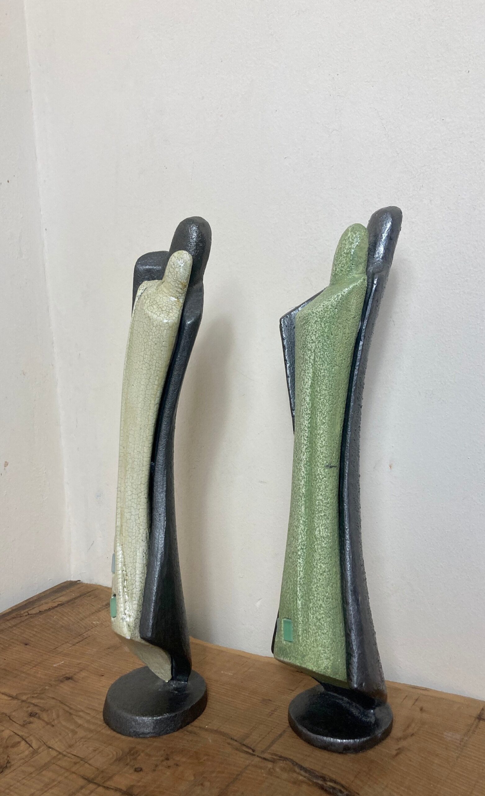 Mid Century Designer Art Deco Metal And Plaster Sculptures