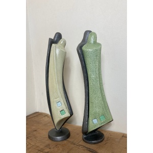 Mid Century Designer Art Deco Metal And Plaster Sculptures