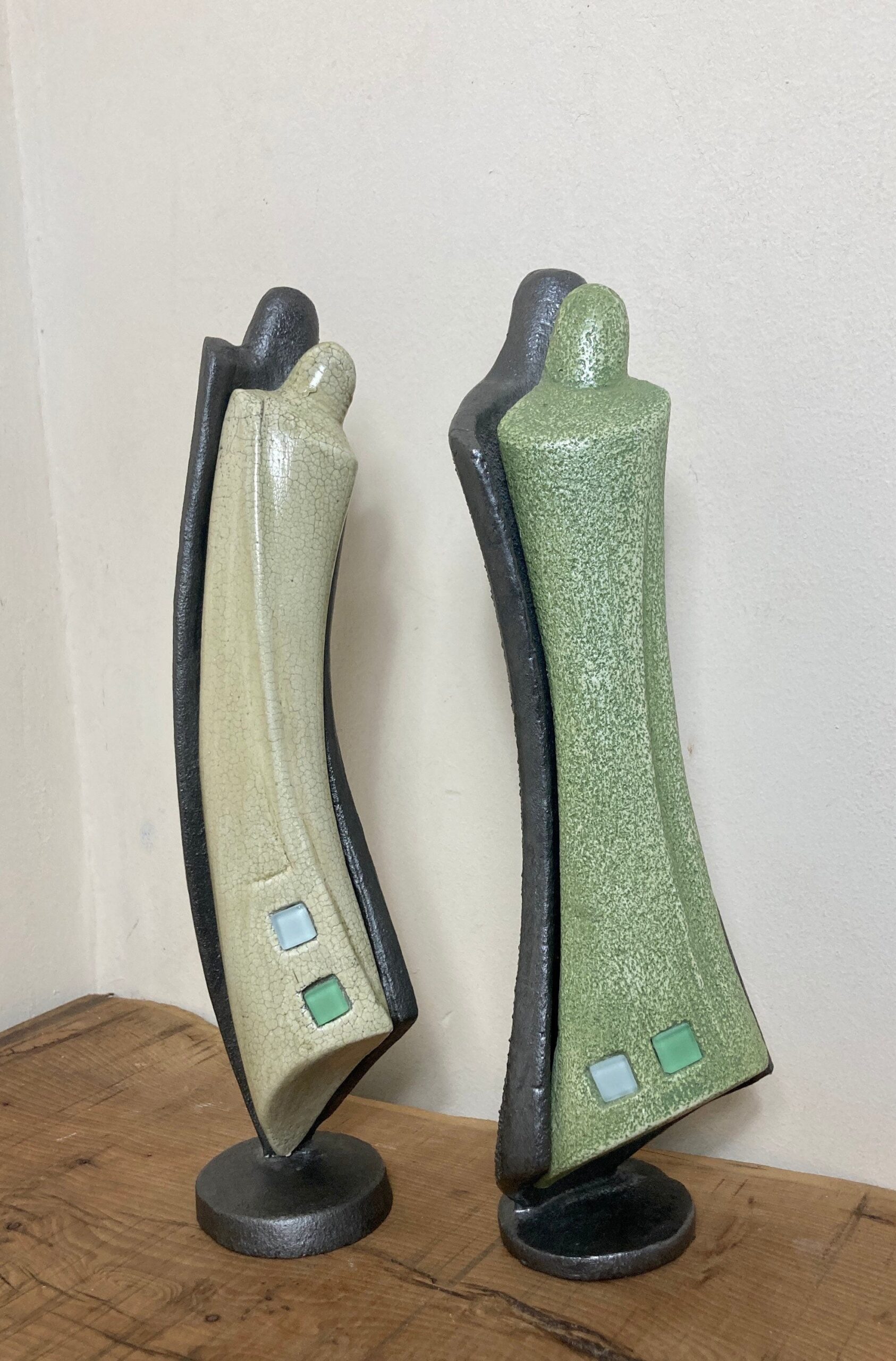 Mid Century Designer Art Deco Metal And Plaster Sculptures