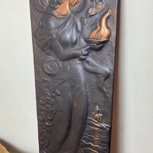 Vintage Art Nouveau Lady Copper Plaque, Wall Art Decoration, Legend Of Tamar