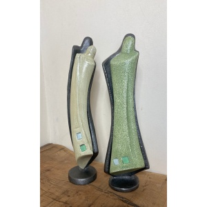Mid Century Designer Art Deco Metal And Plaster Sculptures