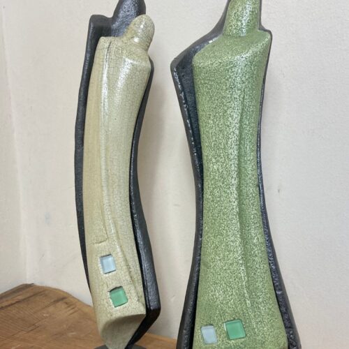 Mid Century Designer Art Deco Metal And Plaster Sculptures