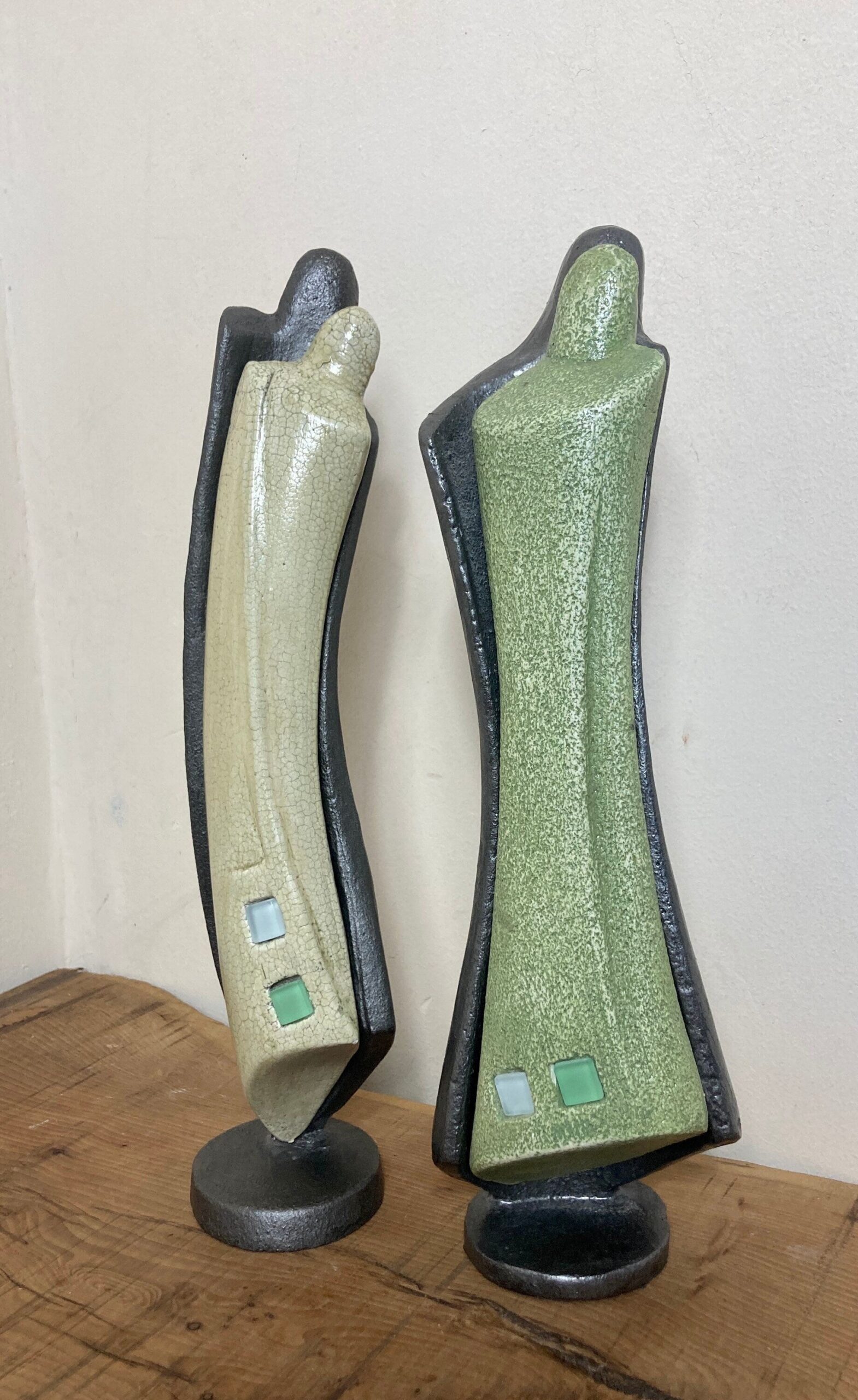 Mid Century Designer Art Deco Metal And Plaster Sculptures