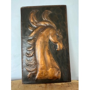 Antique Art Deco Hammered Copper Horse Plaque