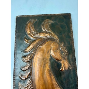 Antique Art Deco Hammered Copper Horse Plaque