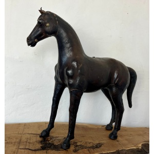 Victorian Antique Leather Horse Sculpture