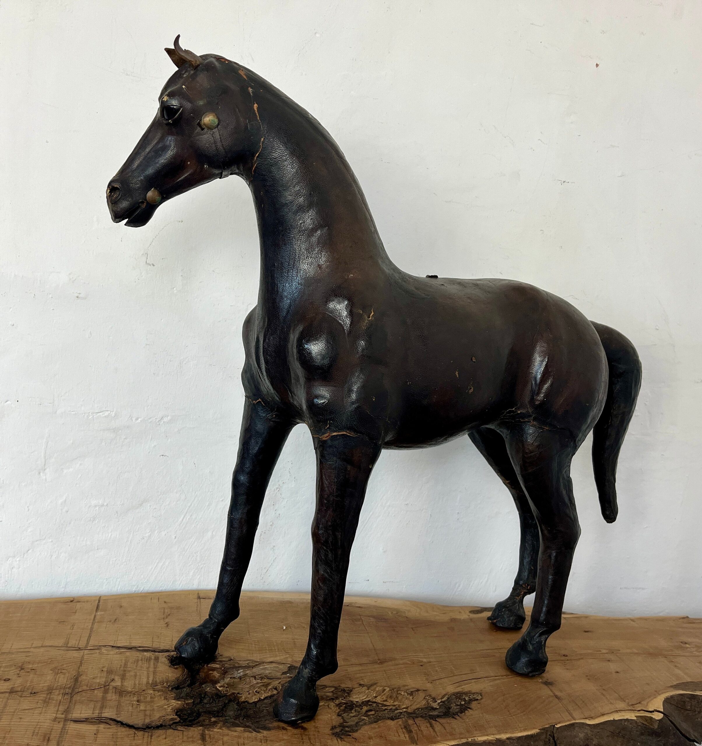 Victorian Antique Leather Horse Sculpture