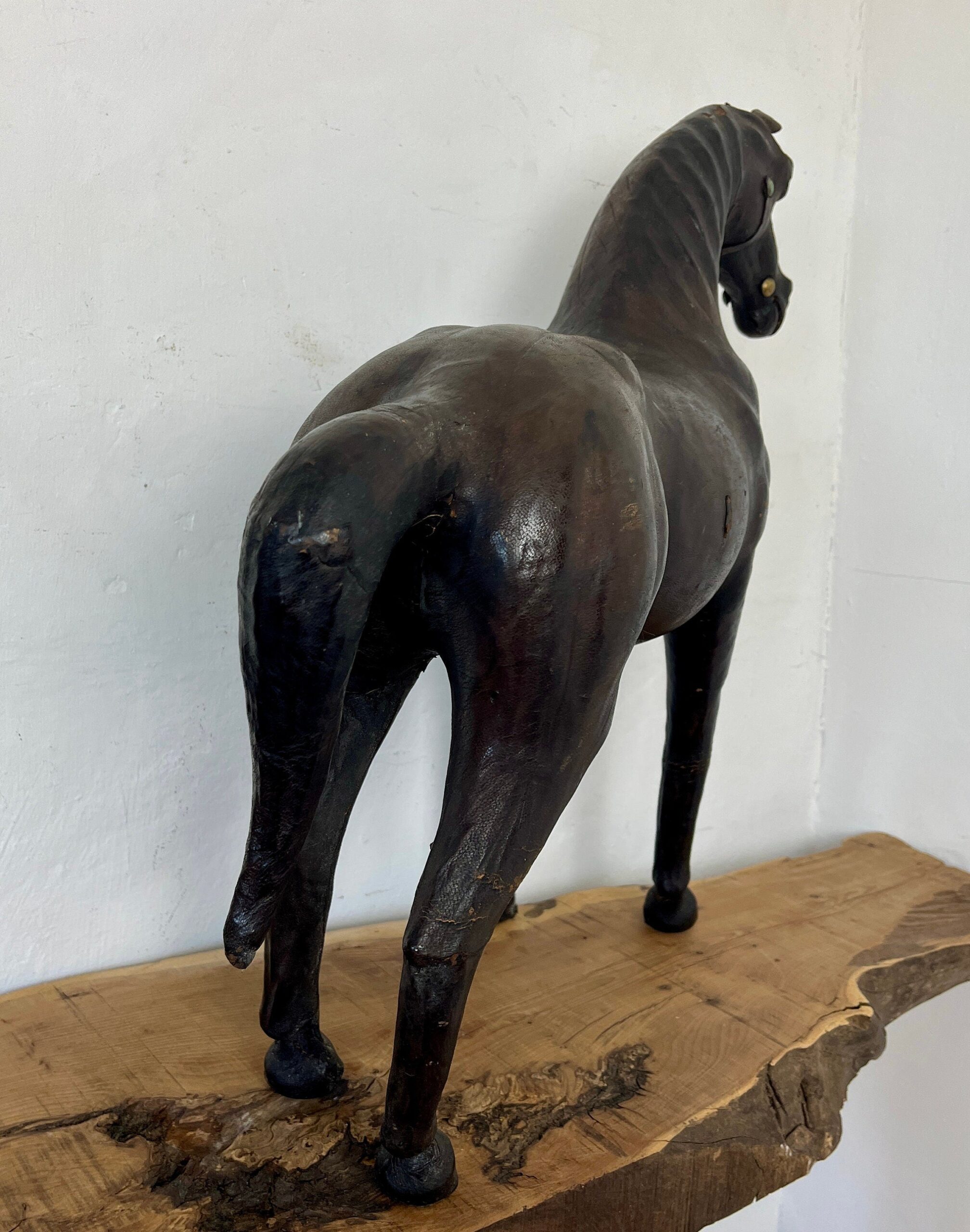 Victorian Antique Leather Horse Sculpture