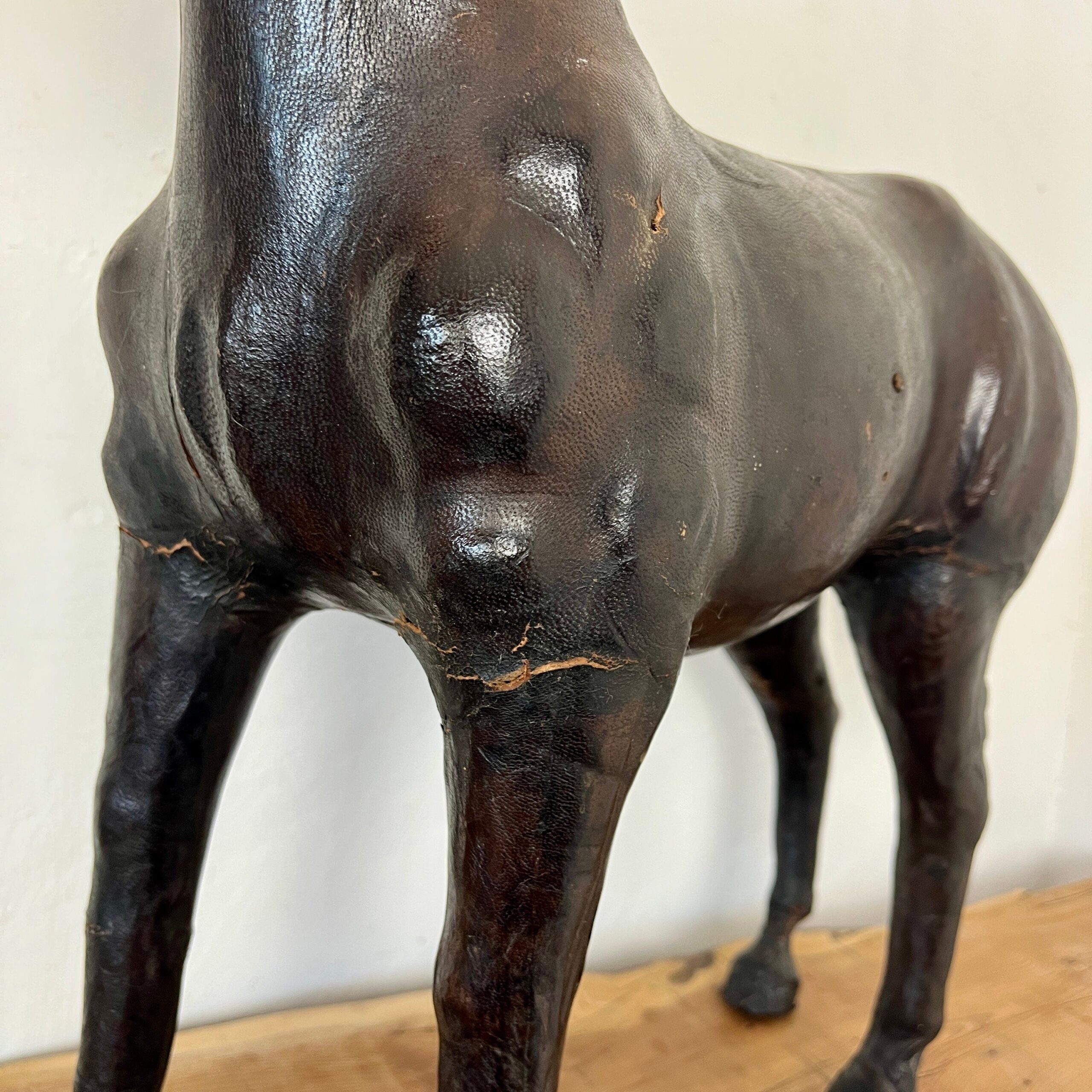 Victorian Antique Leather Horse Sculpture