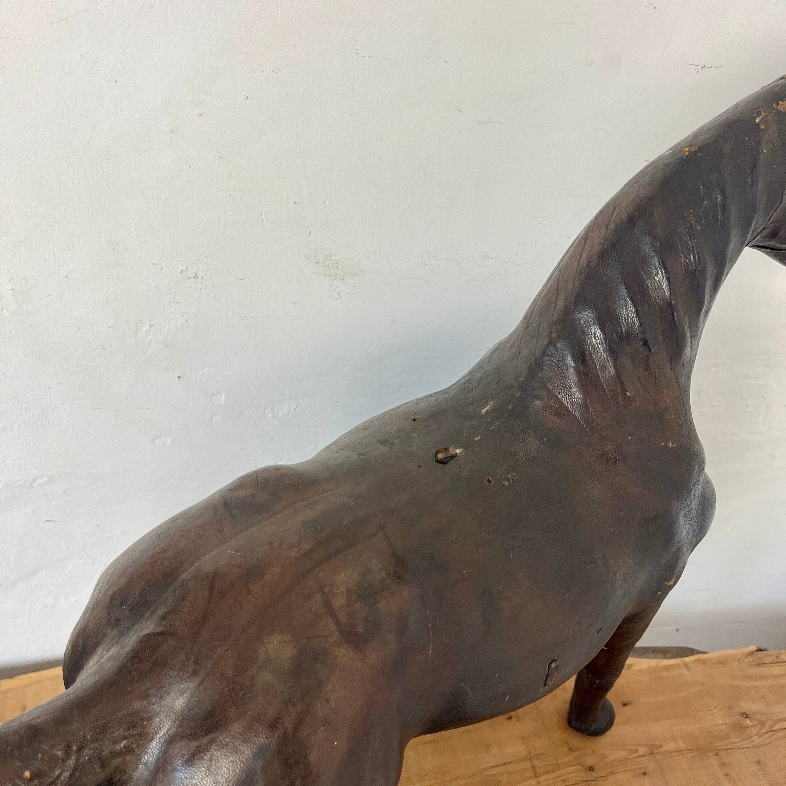 Victorian Antique Leather Horse Sculpture
