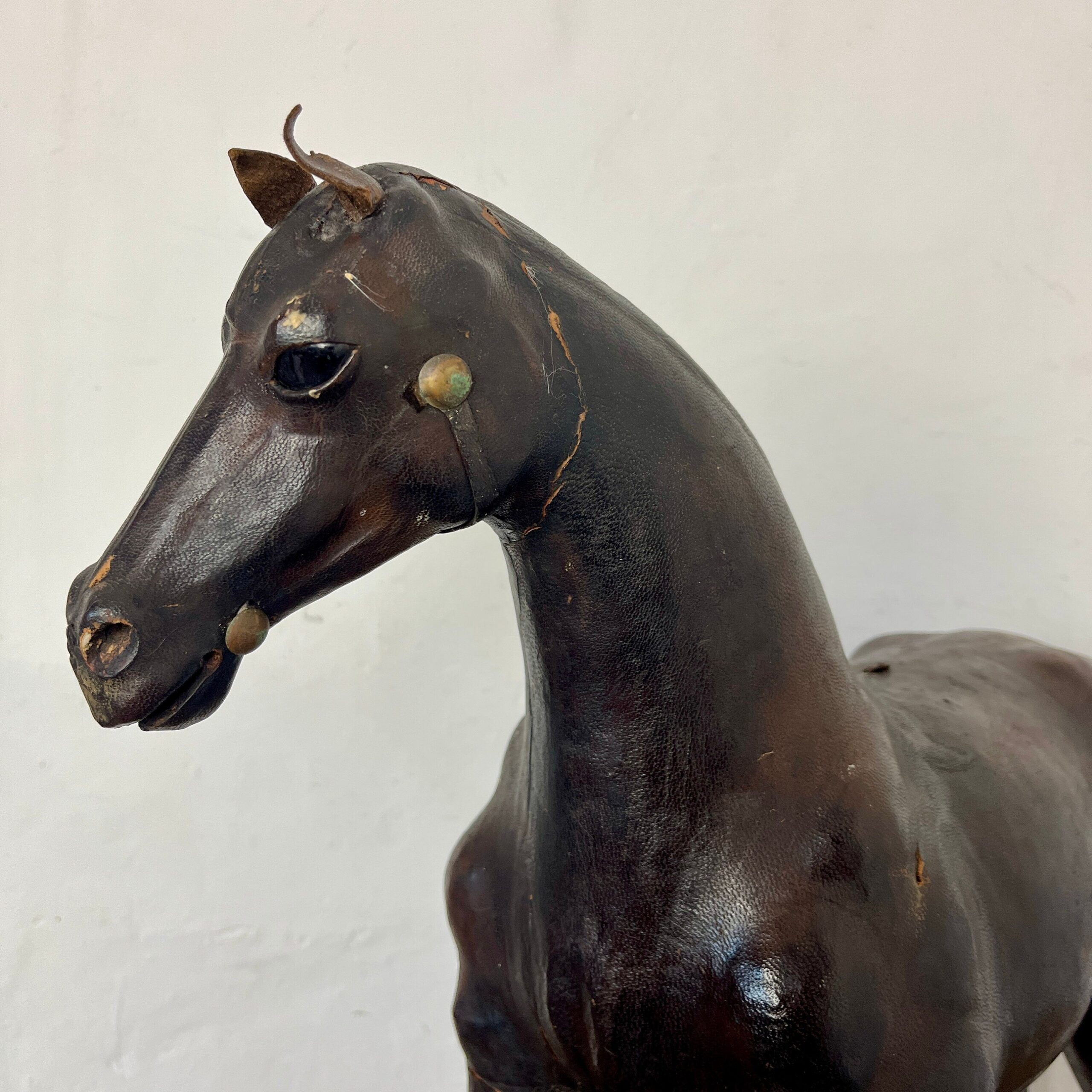 Victorian Antique Leather Horse Sculpture
