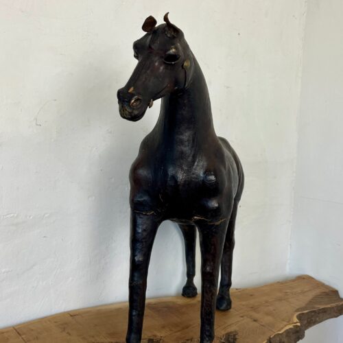 Victorian Antique Leather Horse Sculpture