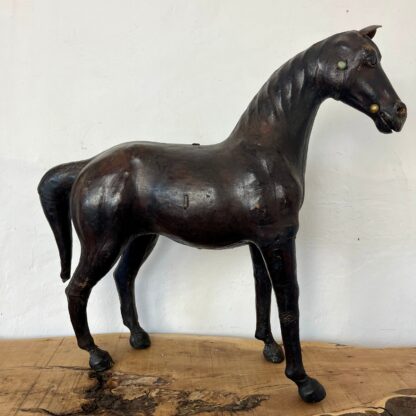 Victorian Antique Leather Horse Sculpture - Image 3