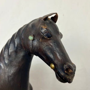 Victorian Antique Leather Horse Sculpture