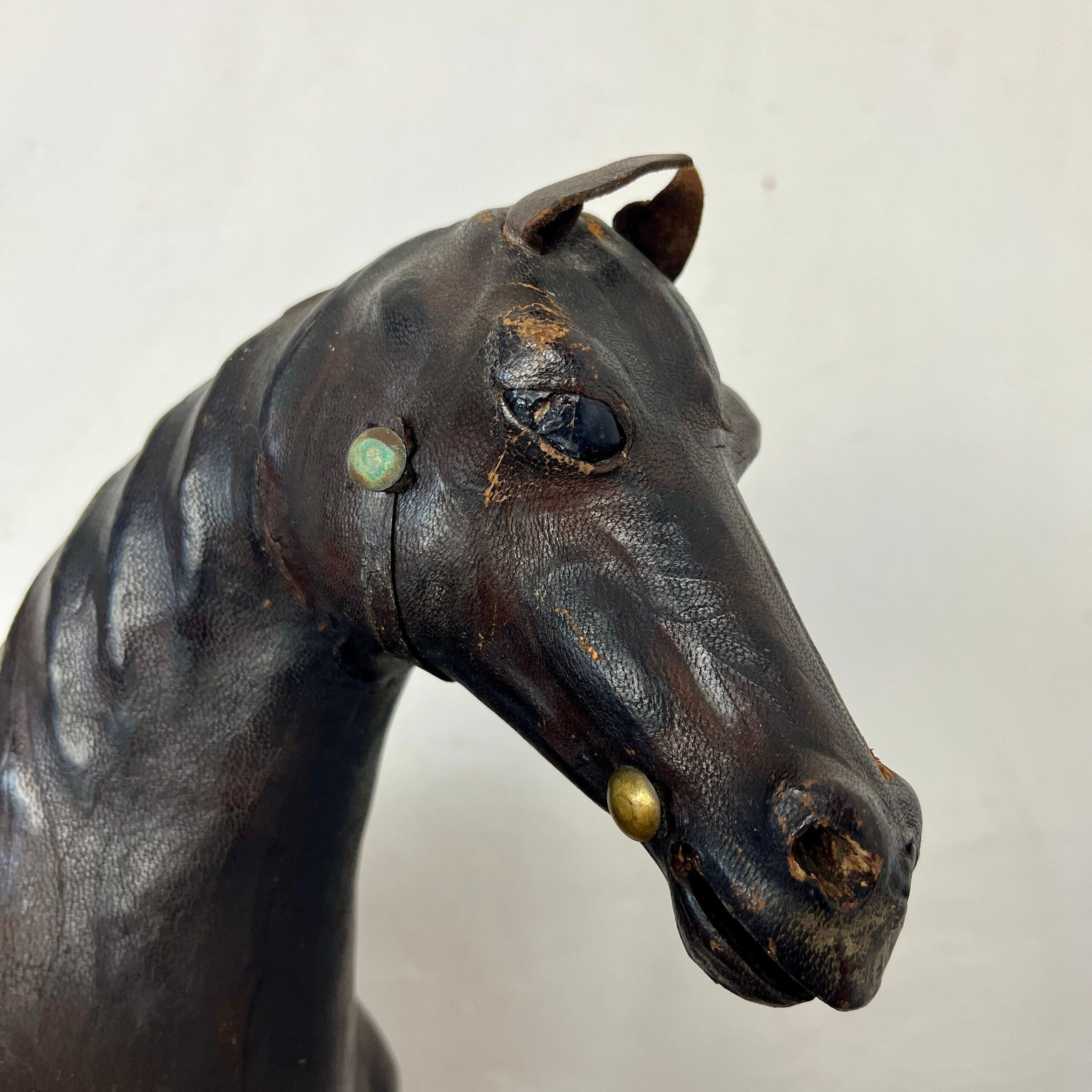 Victorian Antique Leather Horse Sculpture
