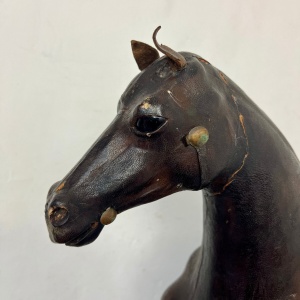 Victorian Antique Leather Horse Sculpture