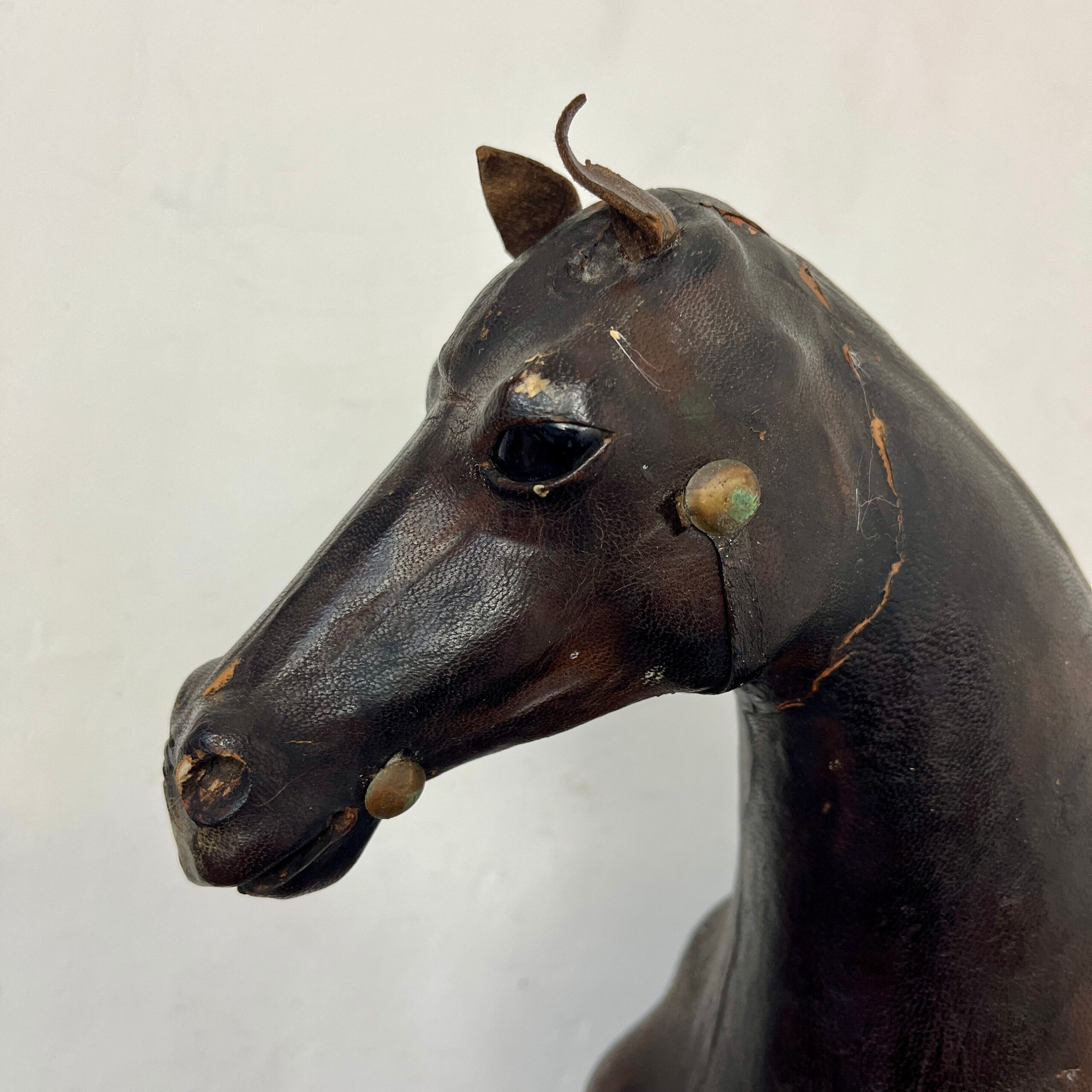 Victorian Antique Leather Horse Sculpture