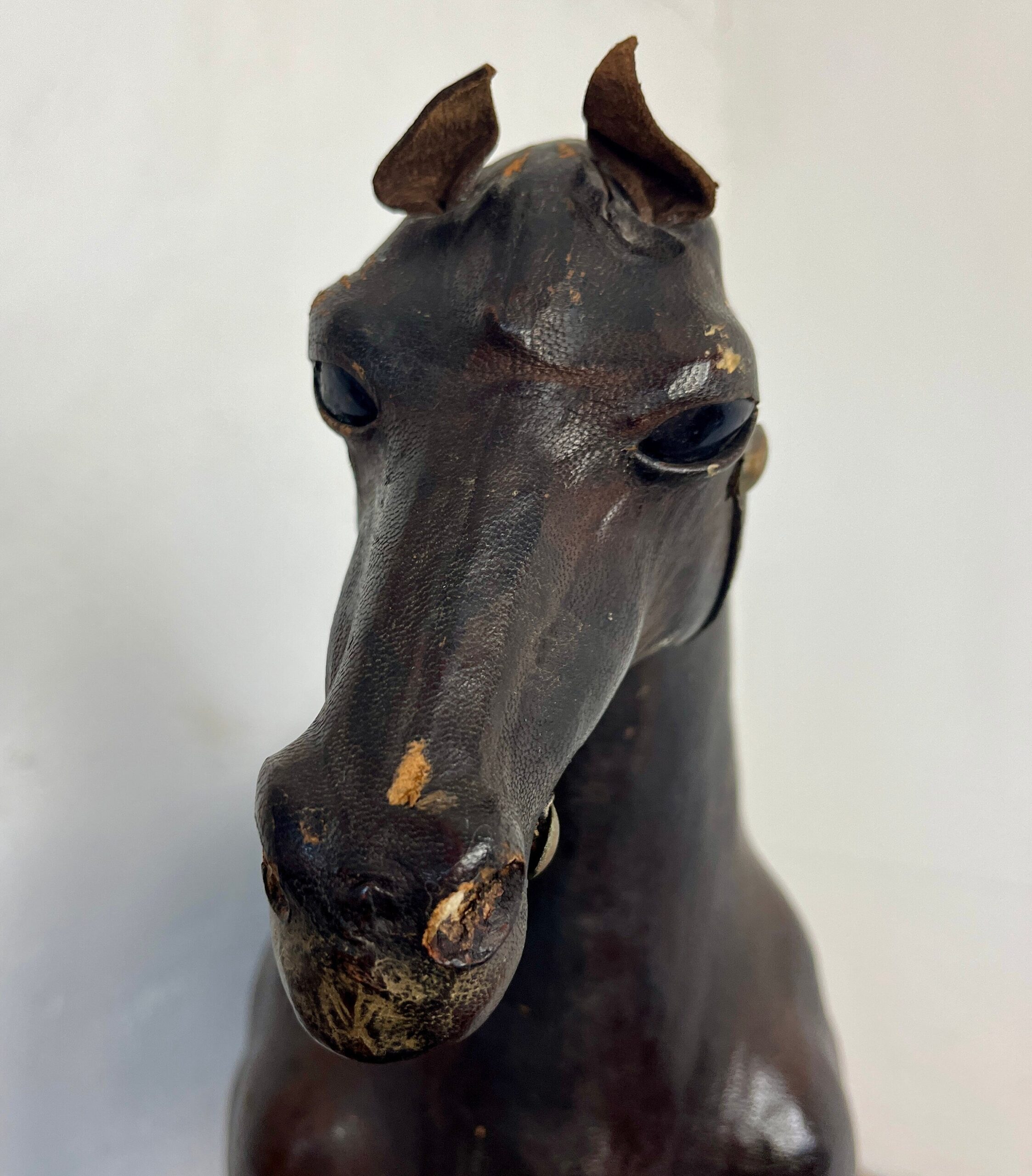 Victorian Antique Leather Horse Sculpture