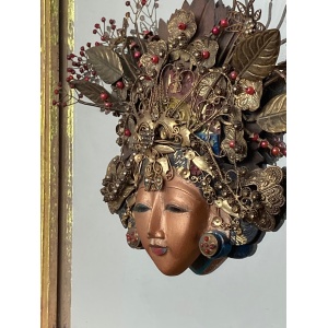 Wonderful Vintage Asia Mirror Religious Goddess Wall Art Piece