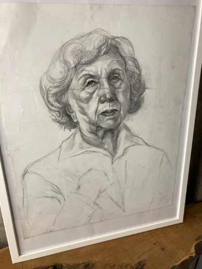 Beautiful Vintage Original Pencil Drawing, Older Lady Picture - Image 3