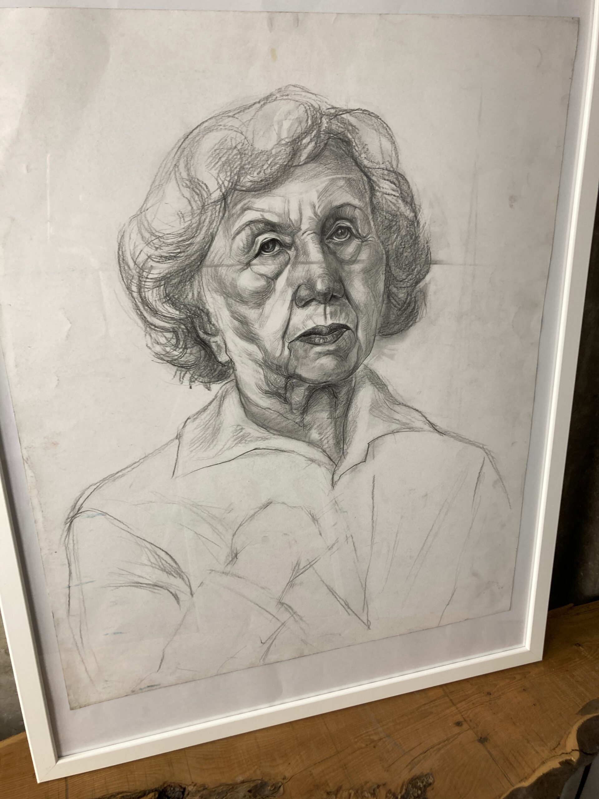 Beautiful Vintage Original Pencil Drawing, Older Lady Picture
