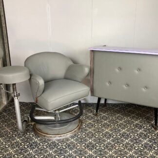 Vintage Barber Chair With Stool And Retro Reception Desk, The Murray Rotation Design