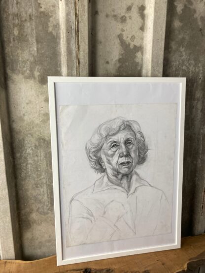 Beautiful Vintage Original Pencil Drawing, Older Lady Picture