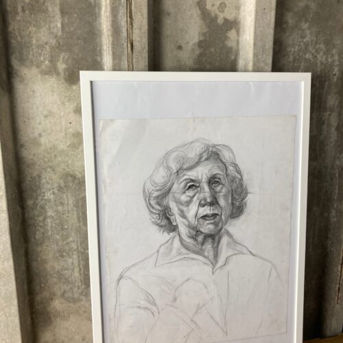 Beautiful Vintage Original Pencil Drawing, Older Lady Picture