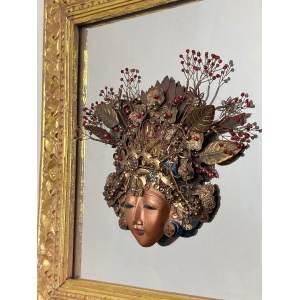 Wonderful Vintage Asia Mirror Religious Goddess Wall Art Piece