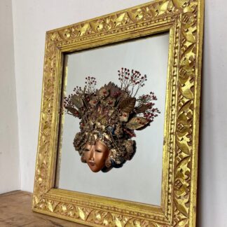Wonderful Vintage Asia Mirror Religious Goddess Wall Art Piece