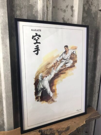 Vintage Karate Framed Poster By J.Milom 1960s Wall Art Collectibles