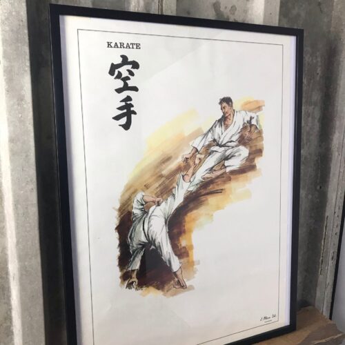 Vintage Karate Framed Poster By J.Milom 1960s Wall Art Collectibles