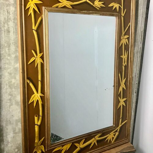 Beautiful Bamboo Designer Mirror Early 20Th Century Antique