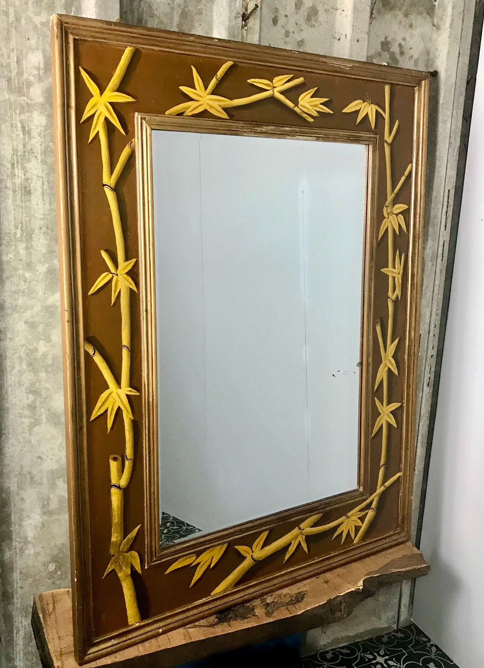 Beautiful Bamboo Designer Mirror Early 20Th Century Antique