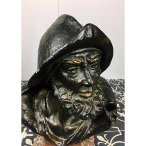 Antique Fisherman Bust With Bronze Finish