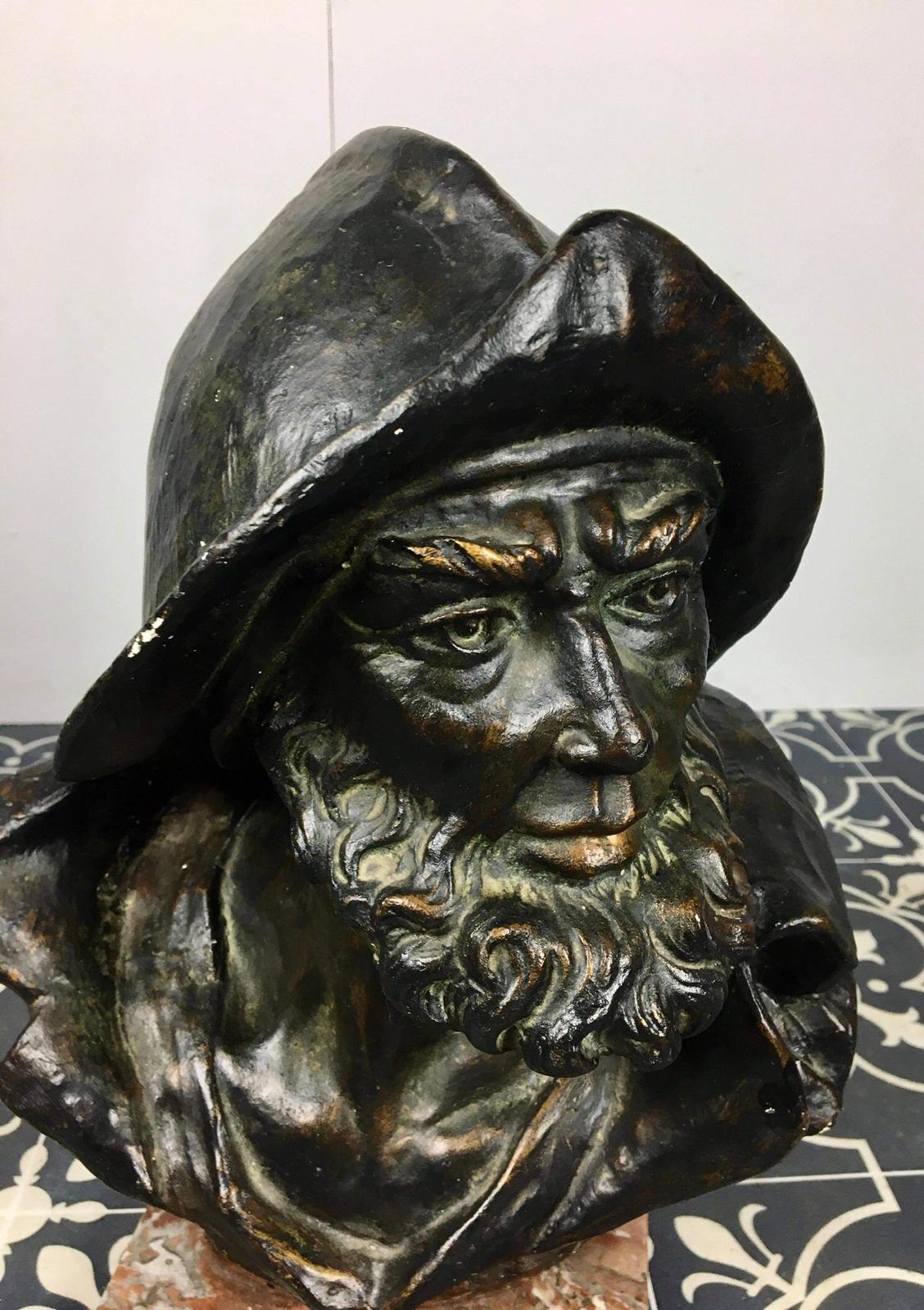 Antique Fisherman Bust With Bronze Finish