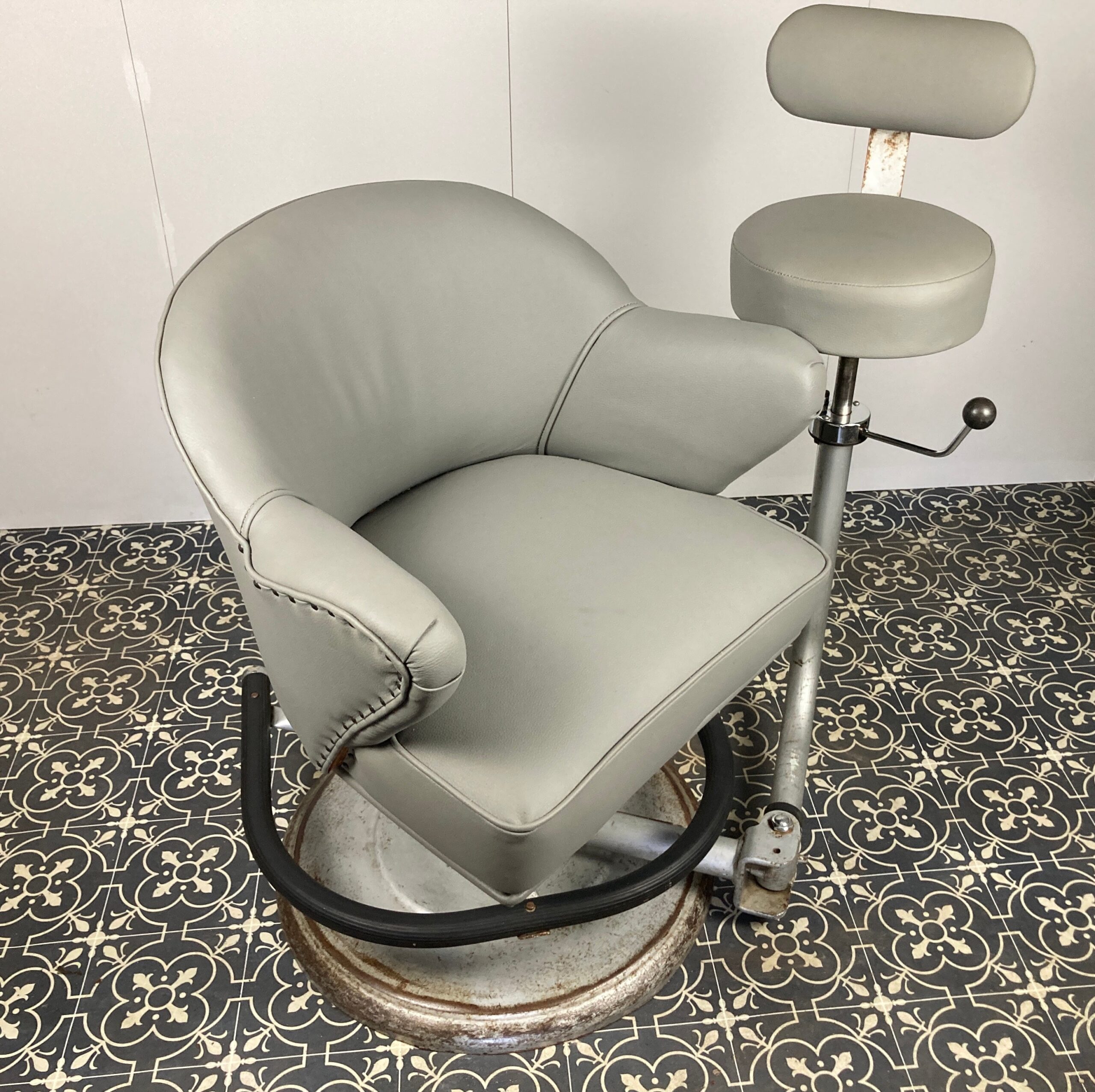 Vintage Barber Chair With Stool And Retro Reception Desk, The Murray Rotation Design