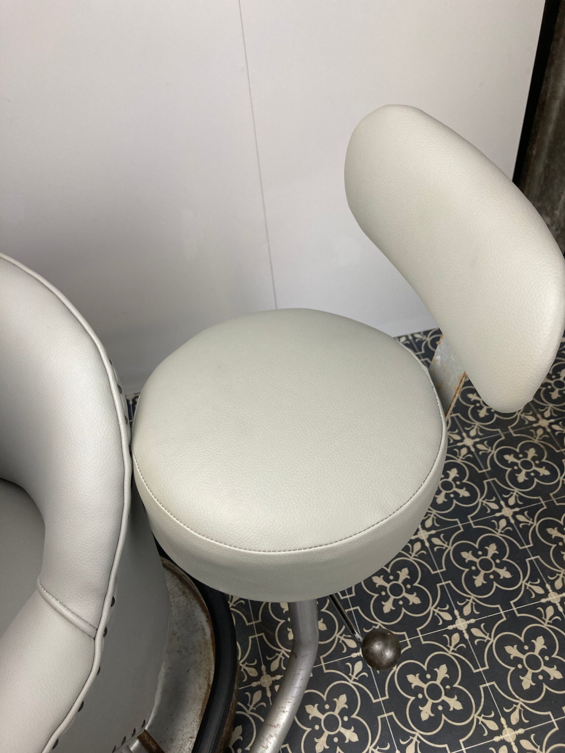 Vintage Barber Chair With Stool And Retro Reception Desk, The Murray Rotation Design