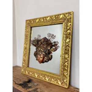 Wonderful Vintage Asia Mirror Religious Goddess Wall Art Piece