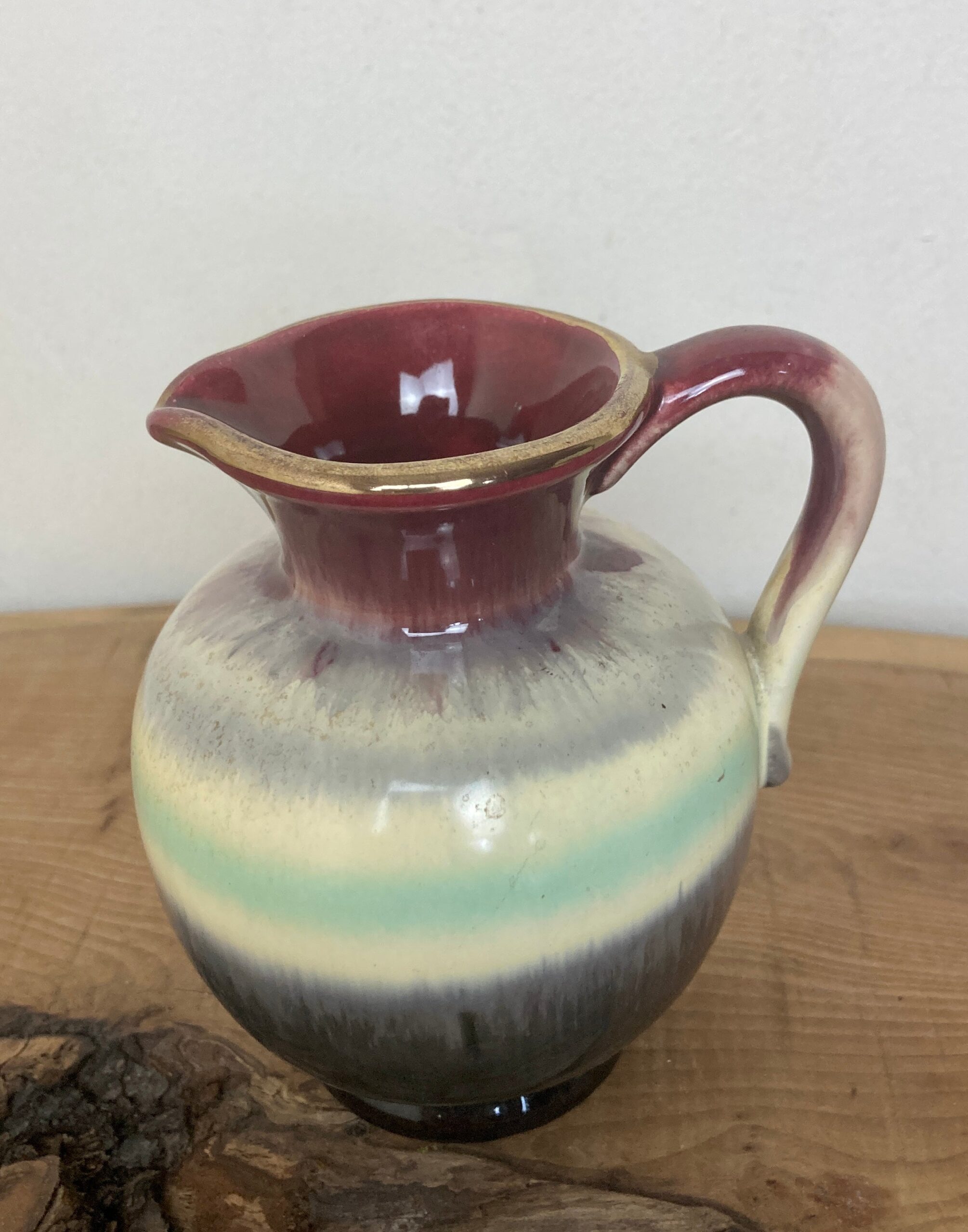 Wonderful Vintage Mini West Germany Drip Glaze Hooped Jug