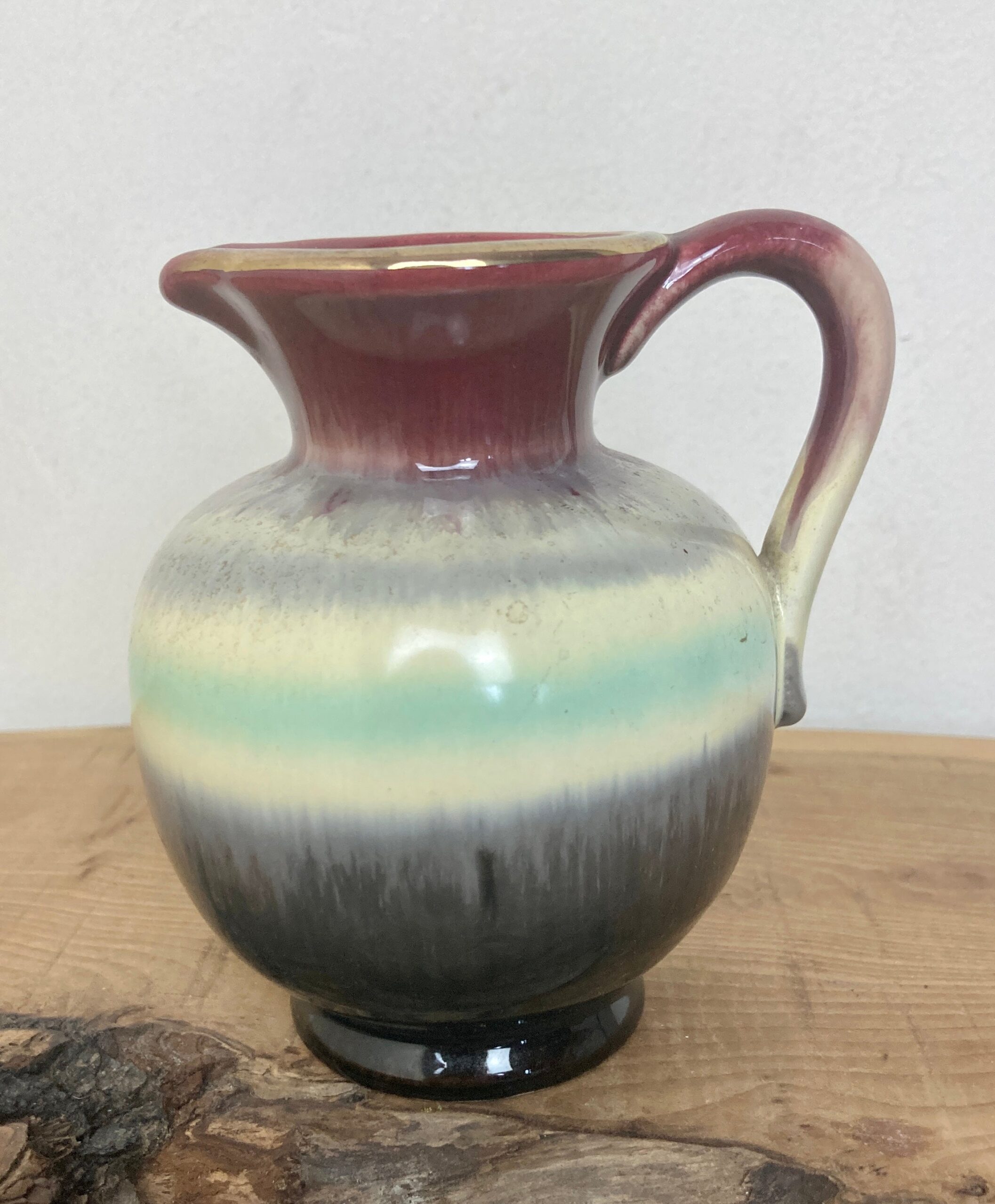 Wonderful Vintage Mini West Germany Drip Glaze Hooped Jug