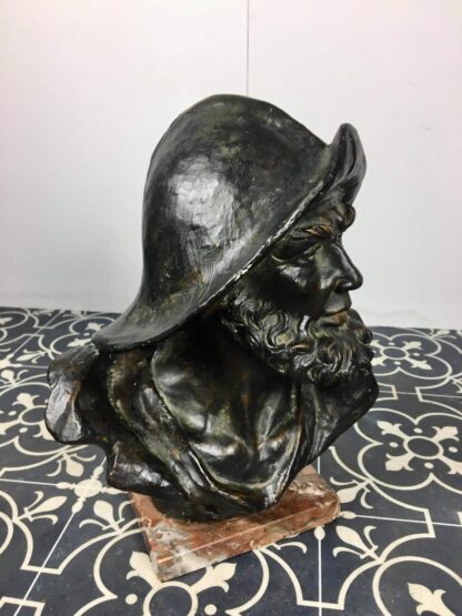 Antique Fisherman Bust With Bronze Finish - Image 3