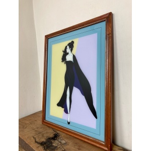 Lovely Vintage Art Deco Lady Diva Acrylic Mirror Picture