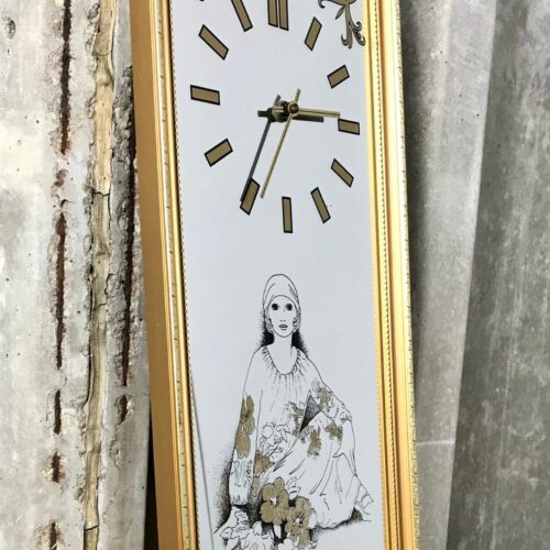 Vintage Art Nouveau Beautiful Woman Mirror Clock