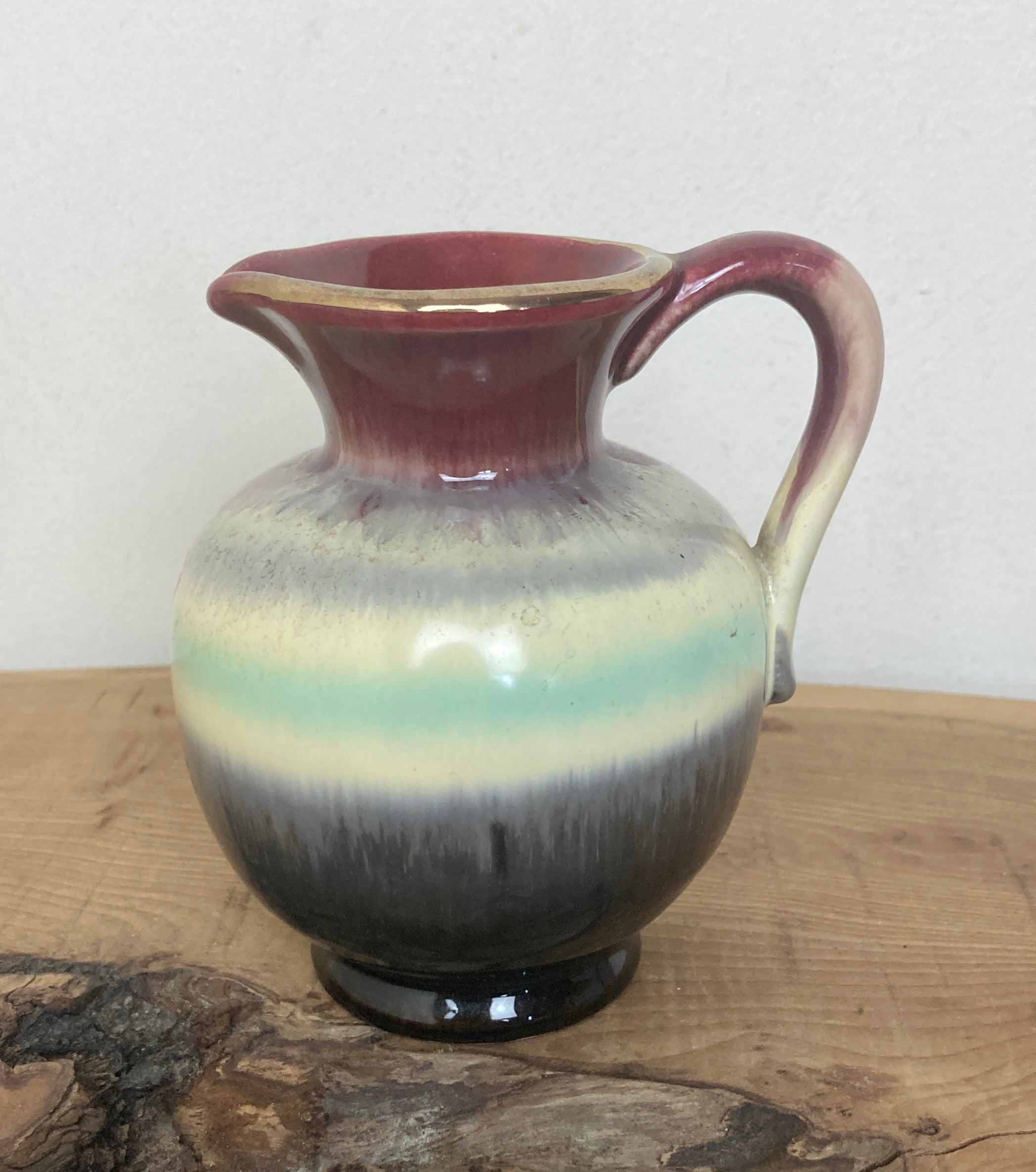 Wonderful Vintage Mini West Germany Drip Glaze Hooped Jug