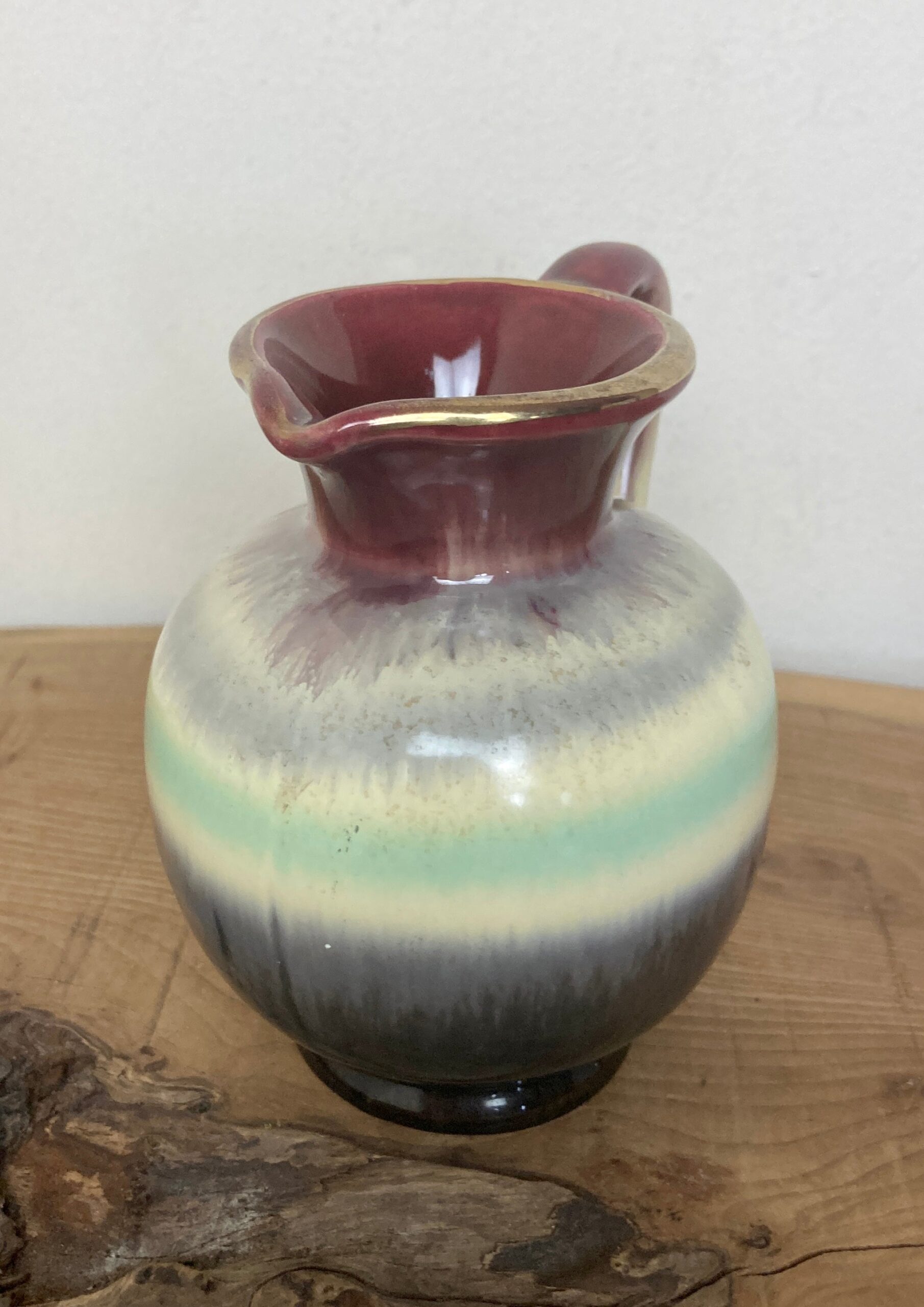 Wonderful Vintage Mini West Germany Drip Glaze Hooped Jug