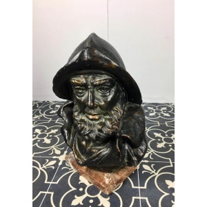 Antique Fisherman Bust With Bronze Finish