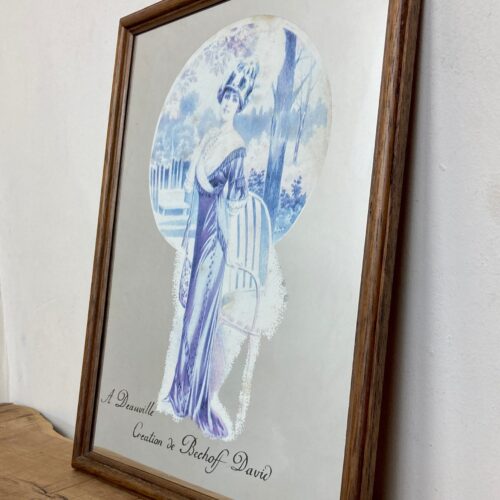 Stunning Vintage French Art Nouveau Advertising Lady Mirror